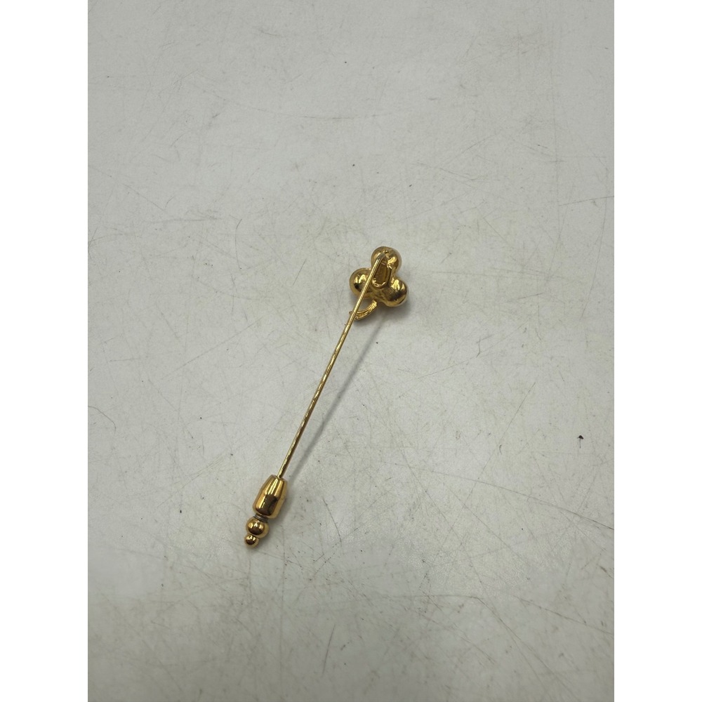 Vintage Gold Tone Faux Pearl Cluster Stick Pin Lapel Hat Accessory